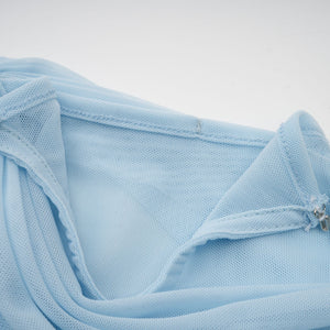 Aurohaya Catherine asymmetrical pleated maxi dress in Baby-blue