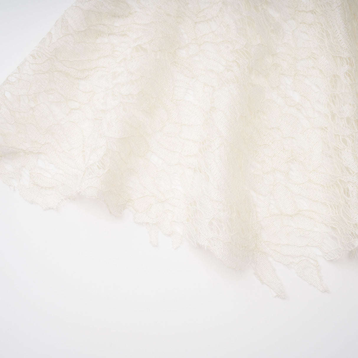 Aurohaya Alaia White Cape Design Floral Lace Midi Dress