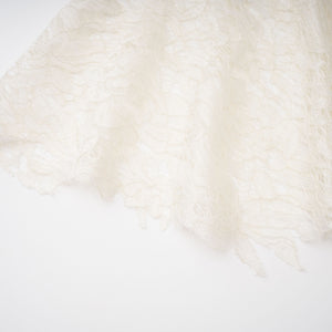 Aurohaya Alaia White Cape Design Floral Lace Midi Dress