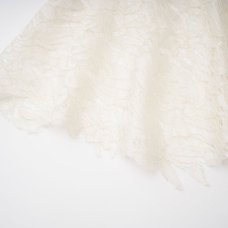 Aurohaya Alaia White Cape Design Floral Lace Midi Dress