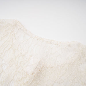Aurohaya Alaia White Cape Design Floral Lace Midi Dress