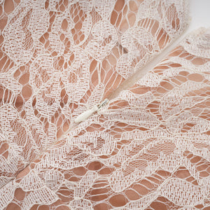 Aurohaya Alaia White Cape Design Floral Lace Midi Dress