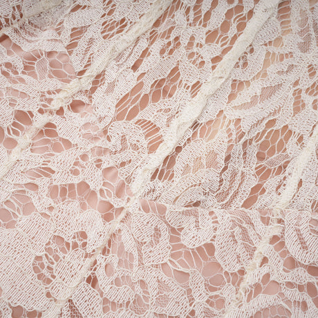 Aurohaya Alaia White Cape Design Floral Lace Midi Dress