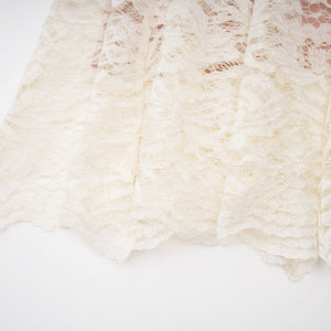 Aurohaya Alaia White Cape Design Floral Lace Midi Dress