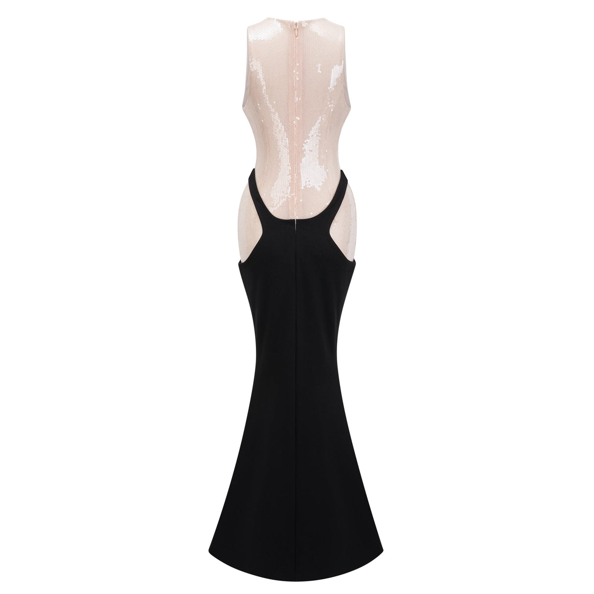 Aurohaya Uranie black panelled sequined corset maxi dress