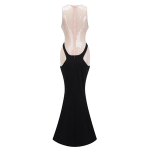 Aurohaya Uranie black panelled sequined corset maxi dress
