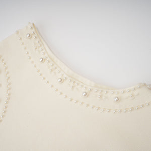 Aurohaya Donatienne white faux-pearl knitted maxi dress