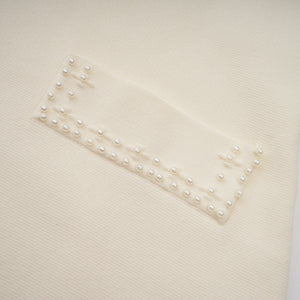 Aurohaya Donatienne white faux-pearl knitted maxi dress
