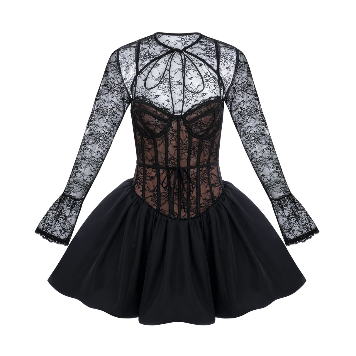 Aurohaya Louise black floral-lace vest & dress matching set