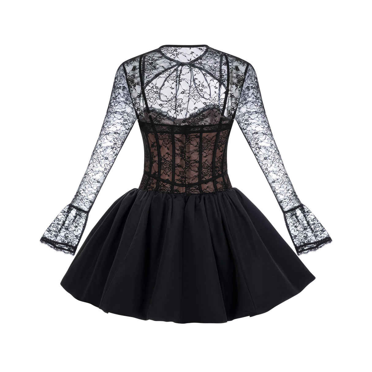 Aurohaya Louise black floral-lace vest & dress matching set
