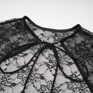 Aurohaya Louise black floral-lace vest & dress matching set