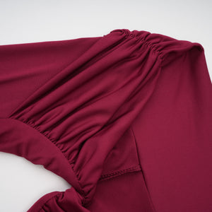 Aurohaya Anastasia Burgundy One Shoulder Gathered Maxi Dress