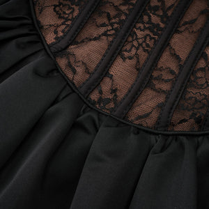 Aurohaya Louise black floral-lace vest & dress matching set