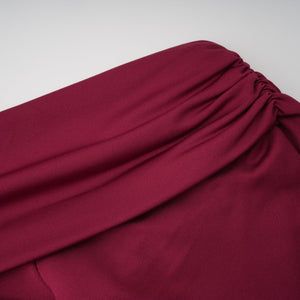 Aurohaya Anastasia Burgundy One Shoulder Gathered Maxi Dress