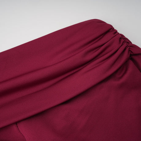 Aurohaya Anastasia Burgundy One Shoulder Gathered Maxi Dress