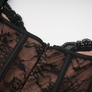 Aurohaya Louise black floral-lace vest & dress matching set