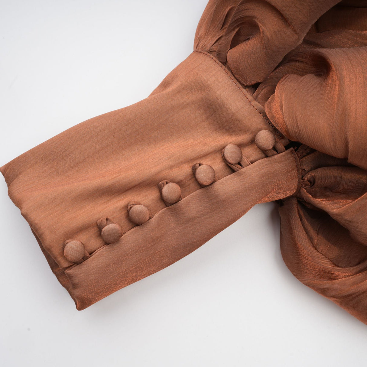 Aurohaya Mila Brown Pleated Satin Maxi Dress