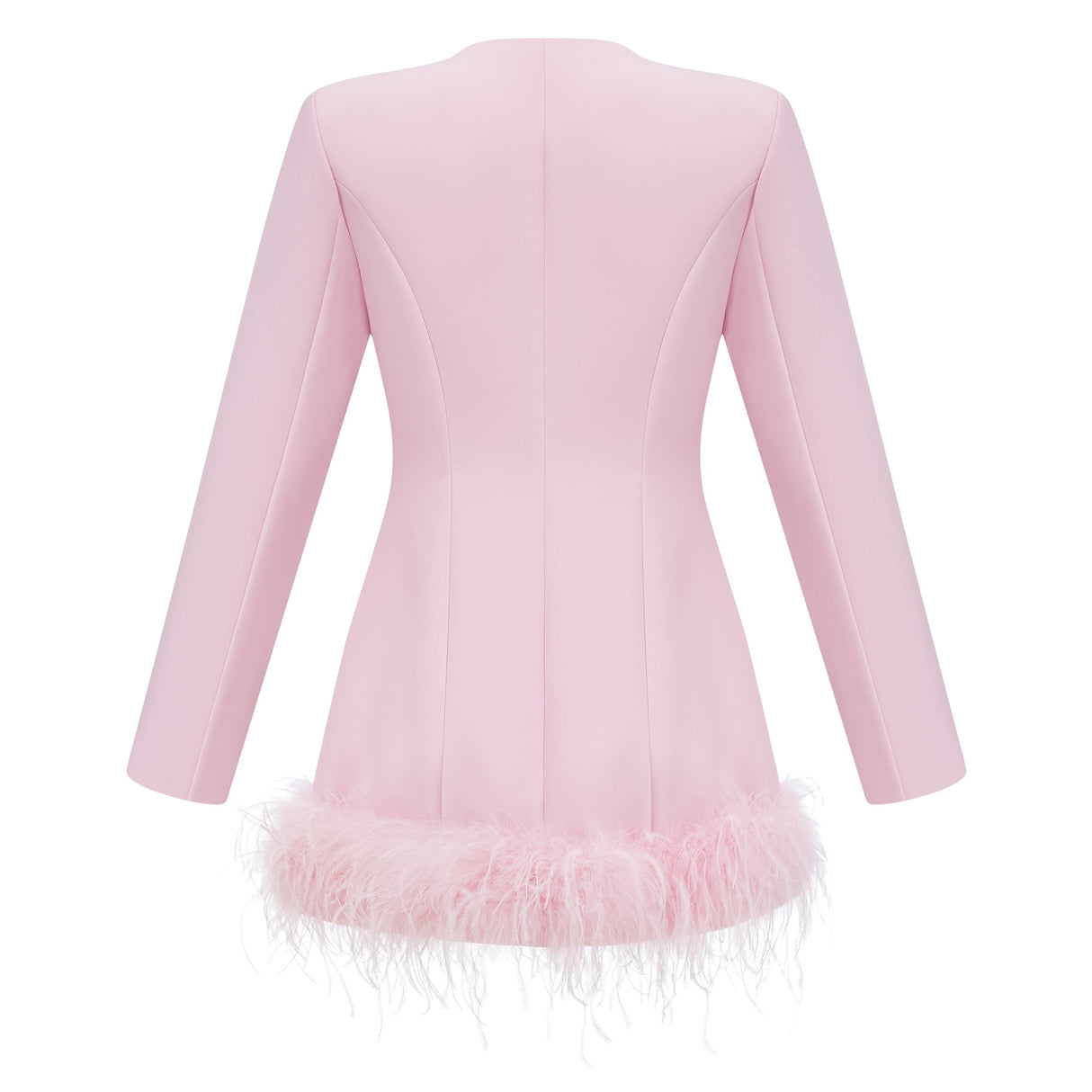 Aurohaya Freja Pink Feather Trim Mini Blazer Dress
