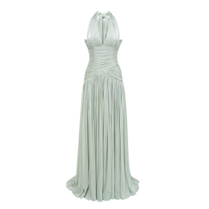 Aurohaya Verdelune Mint Green Gathered Maxi Dress Green