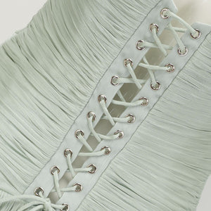 Aurohaya Uranie Mint Green Gathered Maxi Dress