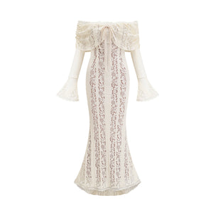 Sirène Off Shoulder Lace Maxi Dress