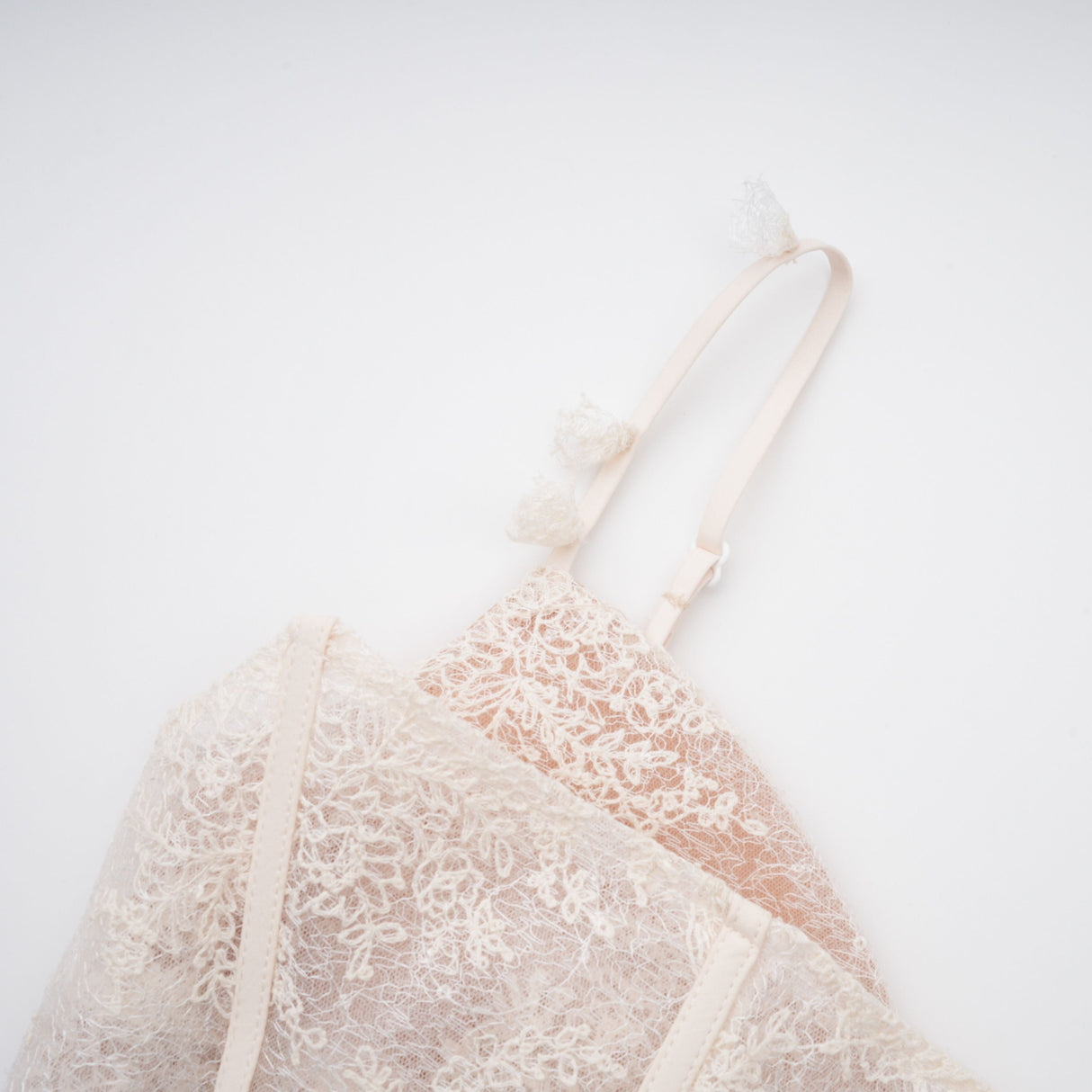 Aurohaya Mira Neutrals Lace Panel Tulle Midi Dress