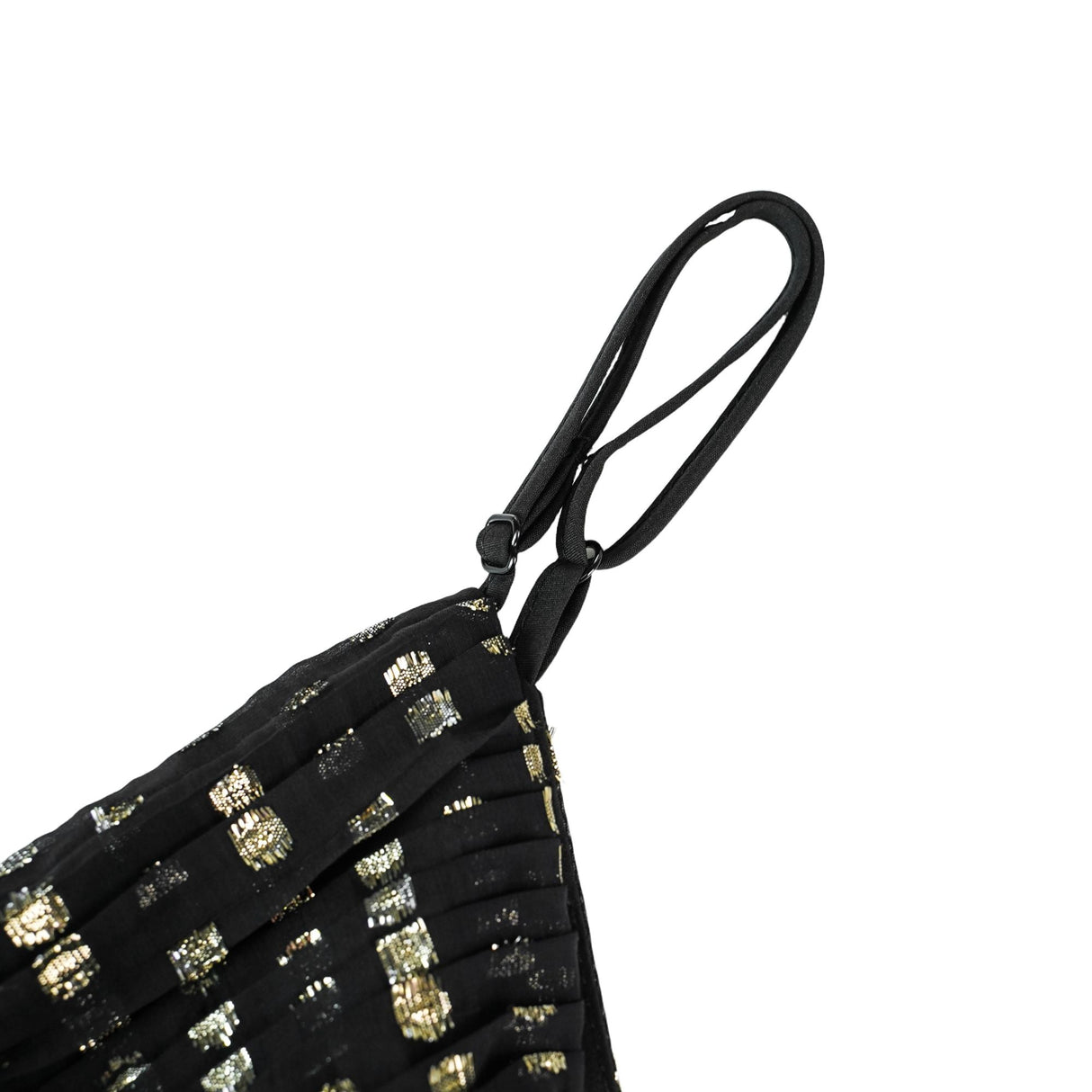 Aurohaya Aloïse Black Polka Dot Pleated Midi Dress