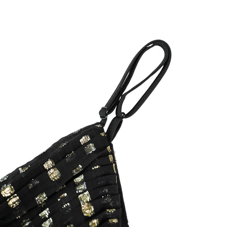 Aurohaya Aloïse Black Polka Dot Pleated Midi Dress