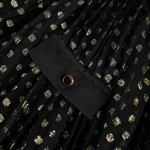 Aurohaya Aloïse Black Polka Dot Pleated Midi Dress