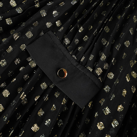 Aurohaya Aloïse Black Polka Dot Pleated Midi Dress