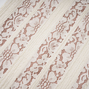 Aurohaya Émeline floral lace train-design maxi dress in Neutrals