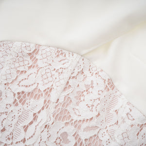 Aurohaya Marzia White Ribbon Detail Floral Lace Maxi Dress