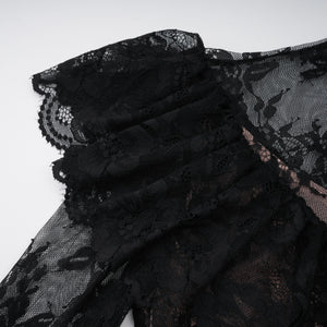 Aurohaya Roxane black floral-lace ruffled maxi dress
