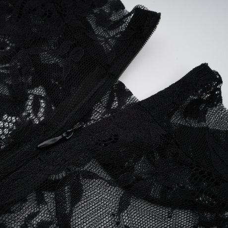 Aurohaya Roxane black floral-lace ruffled maxi dress