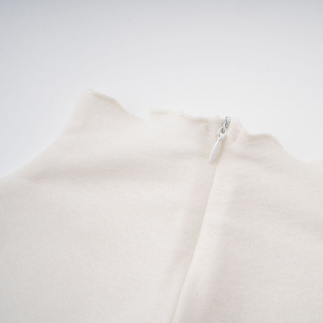 Aurohaya Lark White Tulle Panel Knit Midi Dress