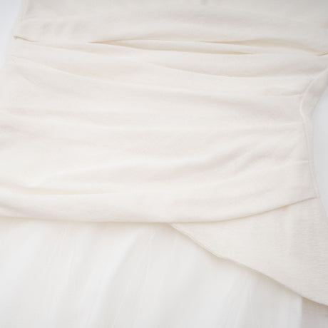 Aurohaya Lark White Tulle Panel Knit Midi Dress
