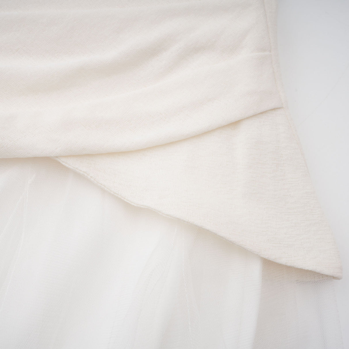 Aurohaya Lark White Tulle Panel Knit Midi Dress