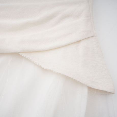 Aurohaya Lark White Tulle Panel Knit Midi Dress