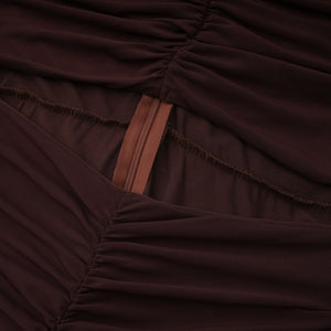 Aurohaya Bruna Cut-Out Ruched Mesh Maxi Dress