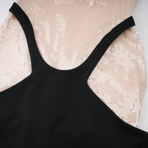 Aurohaya Uranie black panelled sequined corset maxi dress