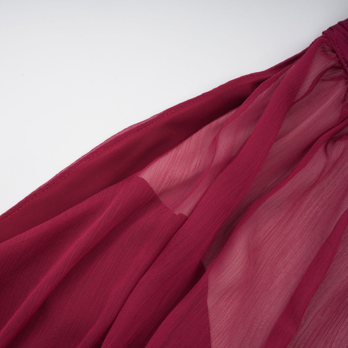 Aurohaya Éléna Burgundy Asymmetrical Ruffled Tulle Mini Dress