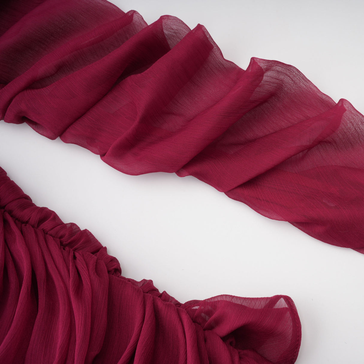 Aurohaya Éléna Burgundy Asymmetrical Ruffled Tulle Mini Dress