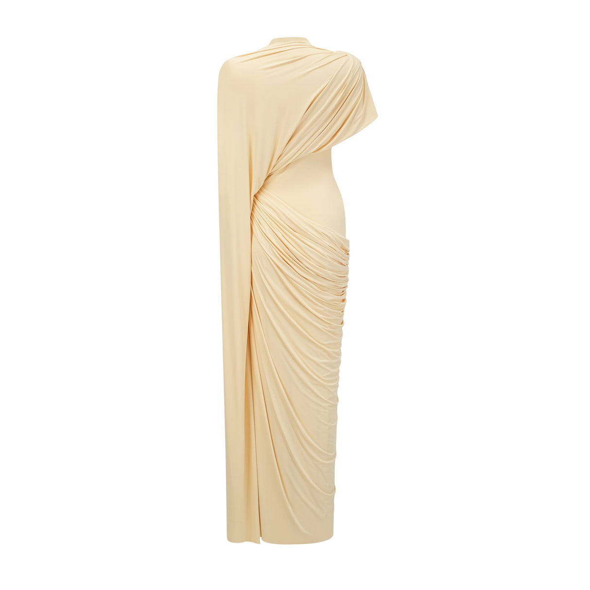 Aurohaya Fenella Yellow Asymmetrical Draped Cape & Dress Matching Set