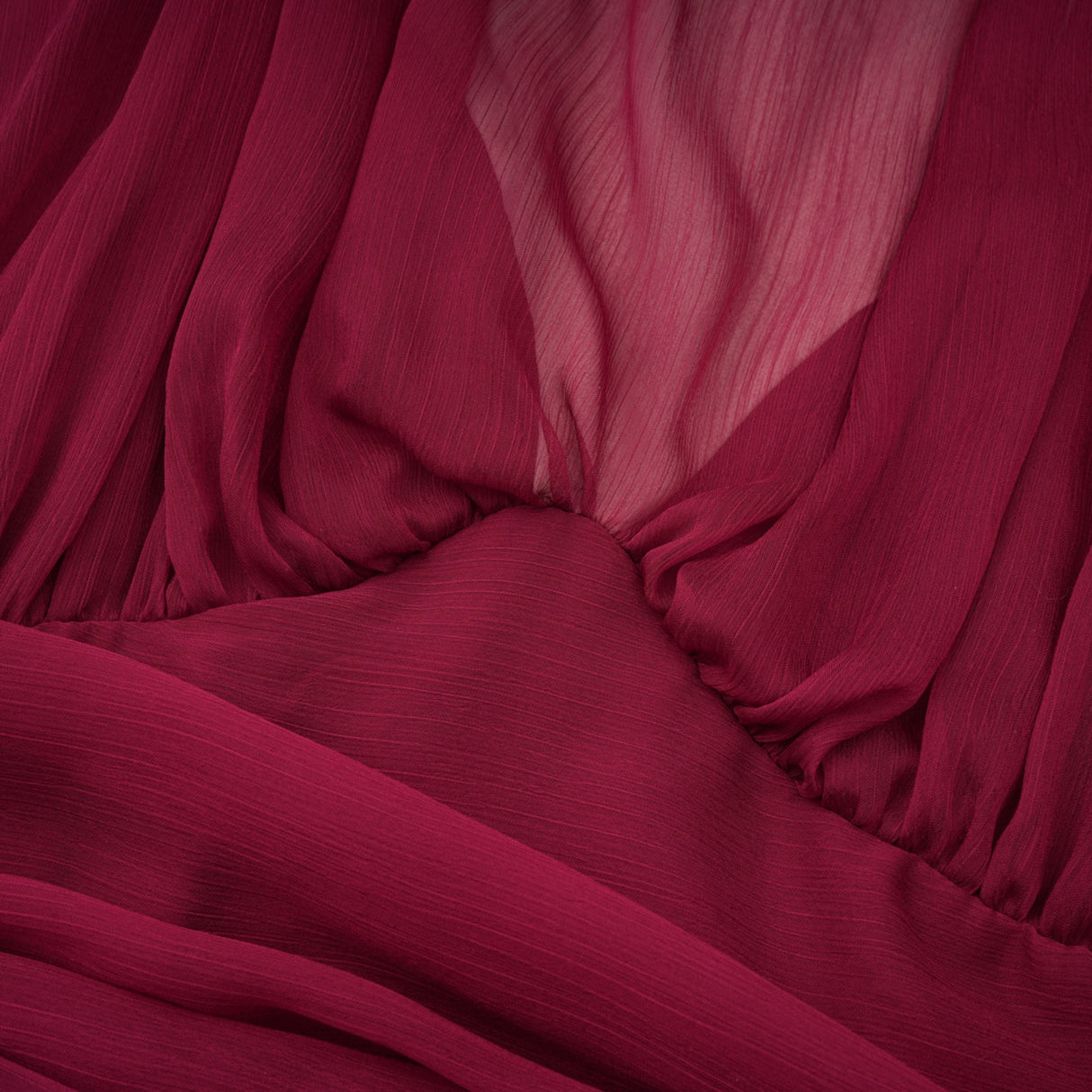 Aurohaya Éléna Burgundy Asymmetrical Ruffled Tulle Mini Dress