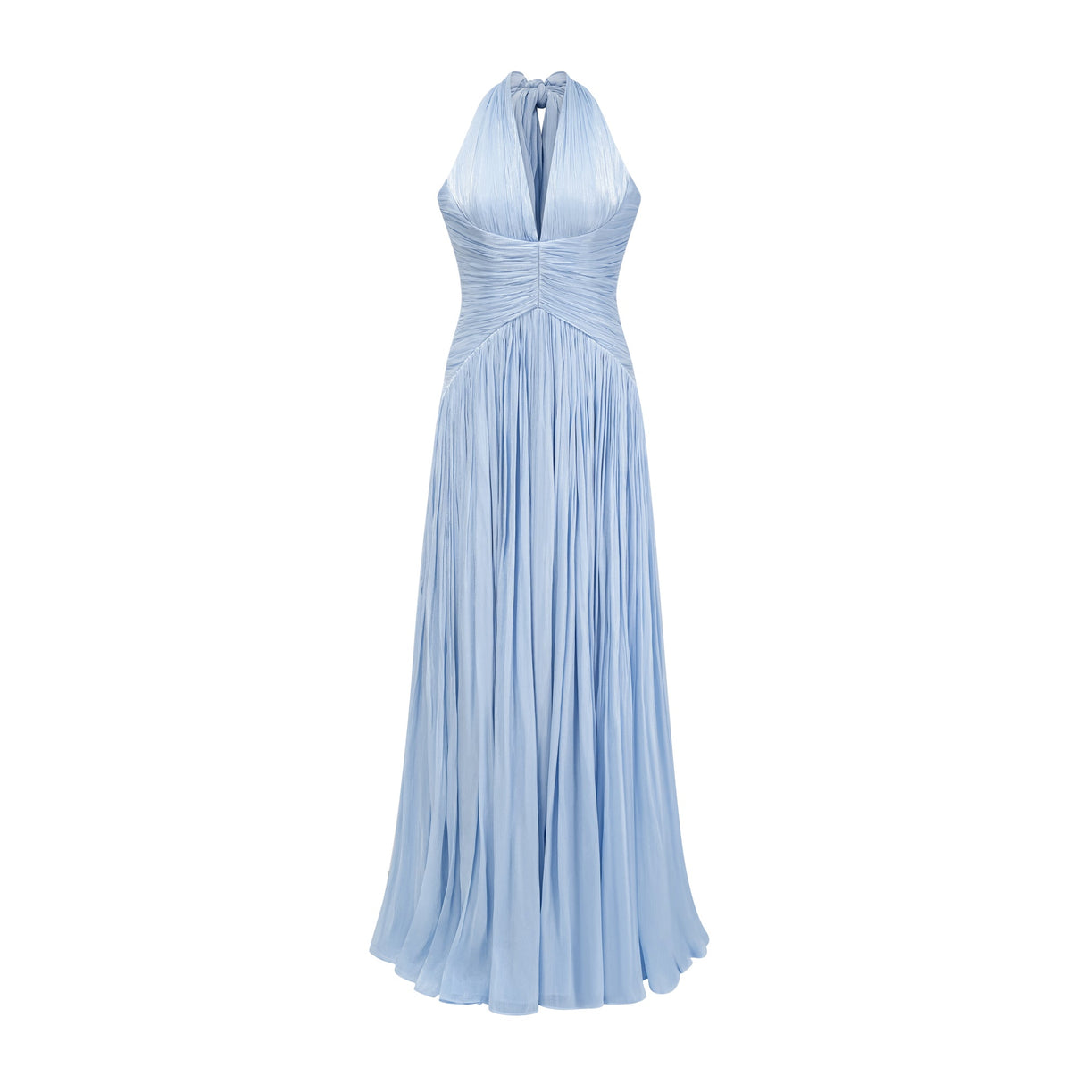 Aurohaya Térébenthine Blue Glossy Gathered Maxi Dress