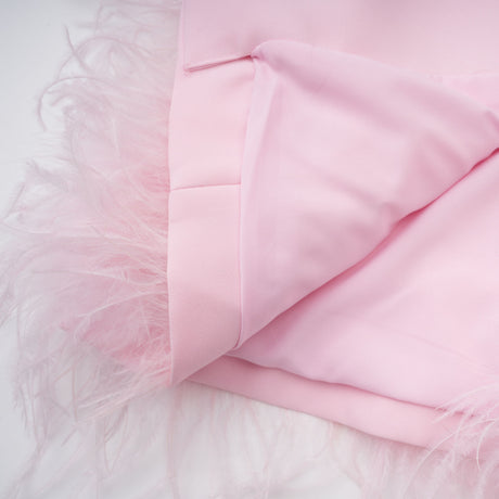 Aurohaya Freja Pink Feather Trim Mini Blazer Dress