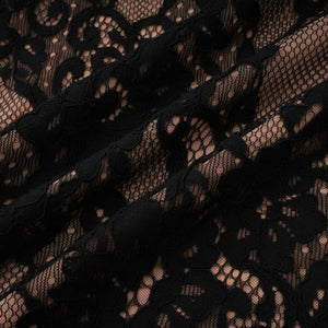 Aurohaya Kenza Black Cut Out Floral Lace Maxi Dress