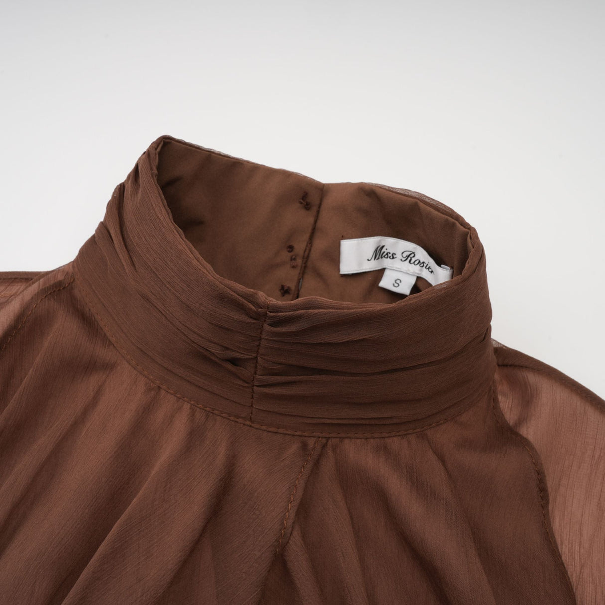 Aurohaya Jade Brown Ruched Tulle Mini Dress