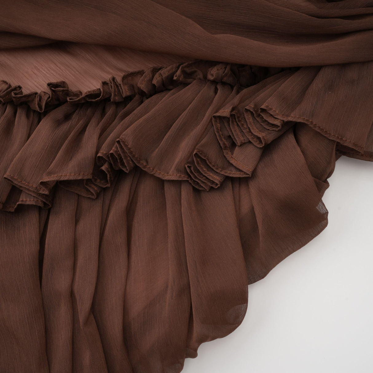 Aurohaya Jade Brown Ruched Tulle Mini Dress