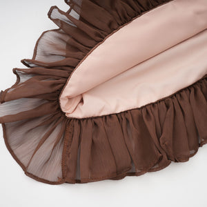Aurohaya Jade Brown Ruched Tulle Mini Dress